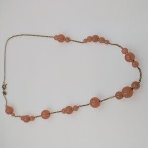 J. Crew Peach/Coral Bubble Beaded Long Chain Necklace 25" EUC